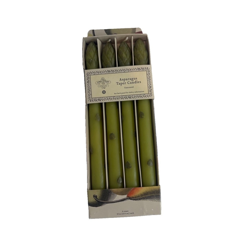 4pk Unscented Asparagus Green Taper Candles John Derian for Target New in Box